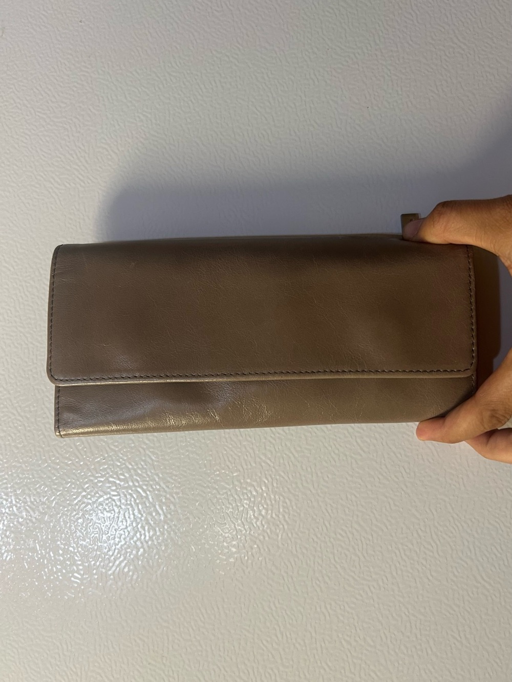 Hobo international Taupe Leather trifoldWallet with matching coins purse 👛